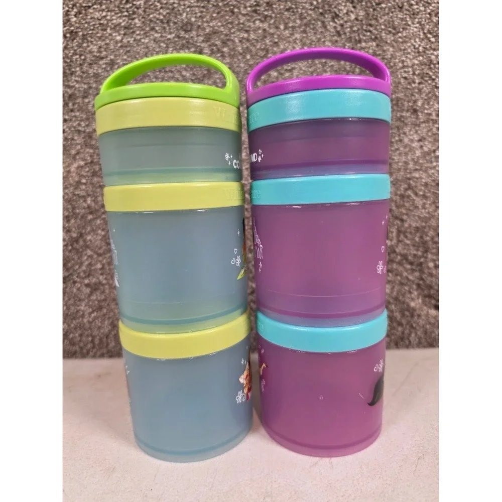 Whiskware Disney Princess Stackable Snack Containers 2 Pack Set Purple Green